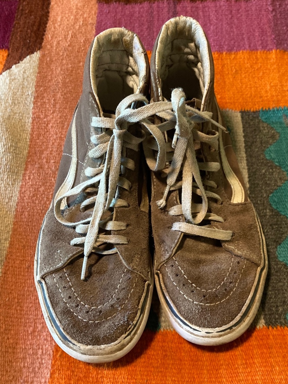 vans high top sneakers -- brown/tan